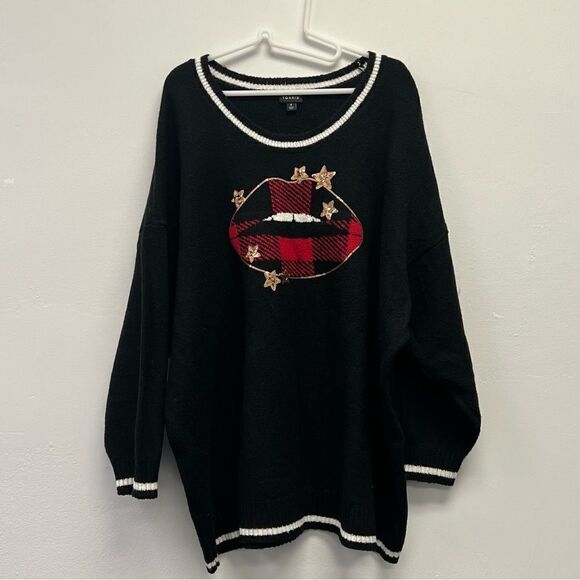 Torrid Buffalo Check Star Lips Pullover Crewneck Sweater, Size 4X - Picture 4 of 12